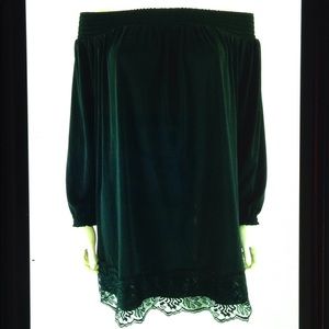 💋Asos Off Shoulder Lace Trim Mini Babydoll Dress